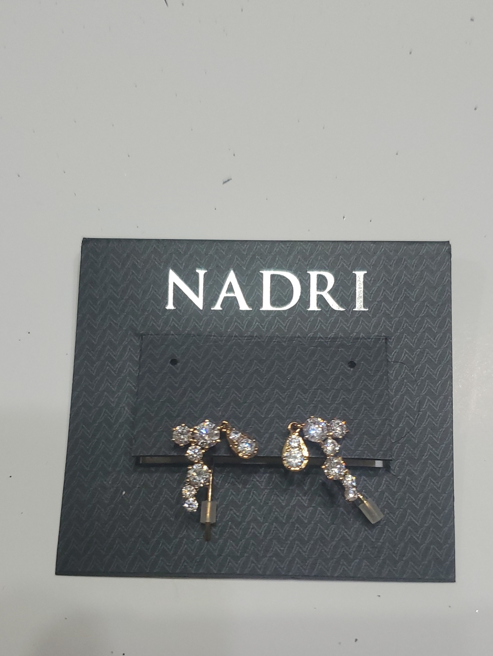 Nadri Gold Crystal Cluster Drop Earrings - Clear Stones